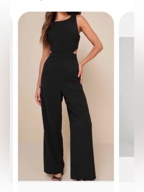 Express Black Cutout Jumpsuit size XS inseam 31 1/2 with pockets in black